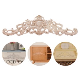 2 Pieces Wood Carved Ornament Unpainted Wood Appliques Wooden Sculpture Applique Onlay Wood Carving Applique Wood for Furniture Decoration Cabinet Window Door Bed Decor (Style 6)