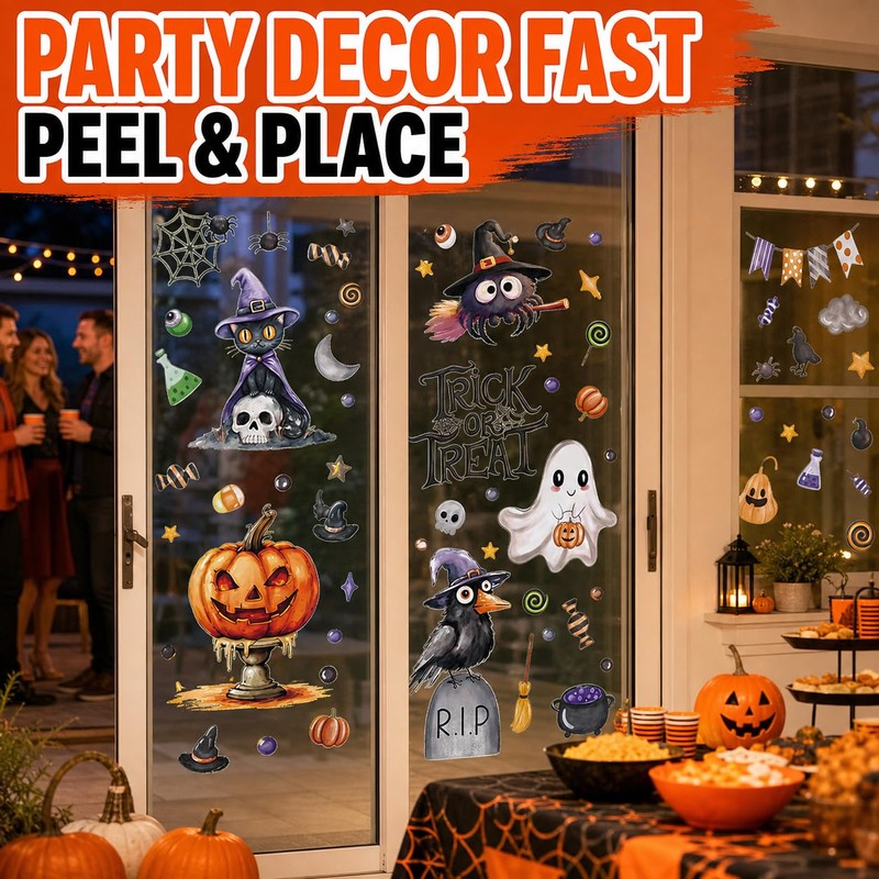 86 PCS Halloween Window Clings Decorations - Cute Spooky Ghost,
