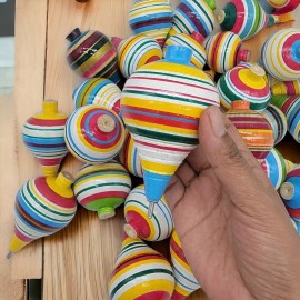 Singex Trompo Juguete Mexicano Artesanal Madera Colorido Chico