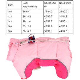 Winter Warm Dog Clothes Windproof Jacket Puppy 4 Four Legs Snowsuit Doggie Apparel Outfits Pink