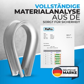 PinPro 100 x Stainless Steel Wire Rope Thimbles 3 mm - Choice of Size and Number of Stainless Steel Rope Thimbles Made of 1.4401 / AISI 316 (V4A) NIRO Material