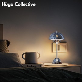 Huga Collective Crystal Flowerpot Lantern (Blue Crystal) | Portable, Cordless Mushroom Lamp | Nordic, Touch-Enabled Art Deco Lantern