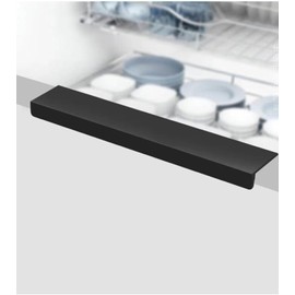 KYRYD Concealed Kitchen Door Handles，4 Pack Concealed Kitchen Cupboard Handles,20mm Matte Black Recessed Wardrobe Door Pulls with Mini Screwdriver (90mm), Universal Invisible Handles