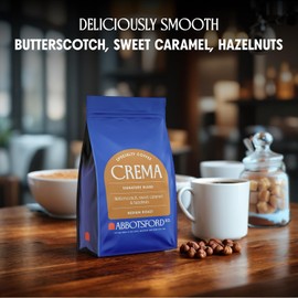 Crema Ground Coffee Medium Roast, Butterscotch, Hazelnut Flavors & Sweet Caramel Ground Coffee, 12 oz Specialty Coffee Bag, Freshly Roasted in Brooklyn, Kosher Certified