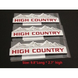 Yoaoo 3pack Chrome High Country Emblem Badges Door Tailgate 3D Nameplate Compatible with Silverado 1500 2500Hd Sierra 3500Hd OEM Red
