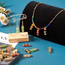 Beadthoven 24Pcs Glass Crystal Pendants for Jewelry Making 23x6x6mm Mixed Color Transparent Glass Rectangle Charms Shiny Rhinestone Dangle Pendants for DIY Earrings Necklace Keychain Crafting Supplies