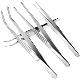 Gebogene Pinzette, Stumpfe Pinzette, 4 Stück 14 cm Precision Tweezers Set, Pinzette Lang Edelstahl Profi für Elektronische Reparaturen, Präzisionsarbeit