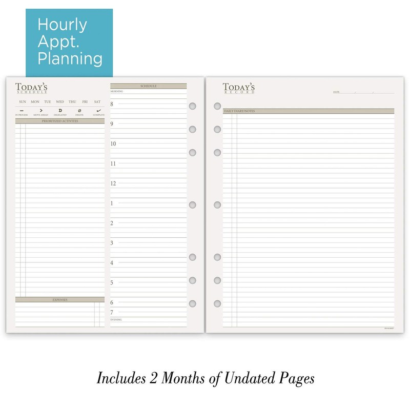 at-A-Glance Undated Daily Planner Refill, 2 Months, 7-Ring, 8-1/2" x