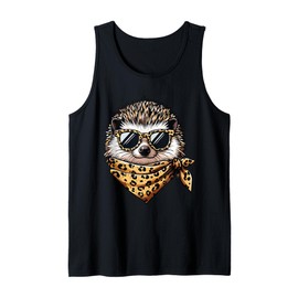 Hedgehog Wearing Leopard Scarf Animal Wearing Sunglasses Tank Top