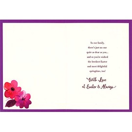 Designer Greetings Red and Pink Flowers, Yellow and Purple Leaves on White Background Nana Easter Card