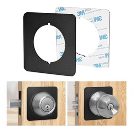 MOSECYOU Door Knob Plates Square Version, Matte Black, Door Reinforcement Plate, Door Handle Cover Filler Fixing Repair Backplate, Scar Plates for Door Knob/Deadbolt(4 Pcs, Matte Black)