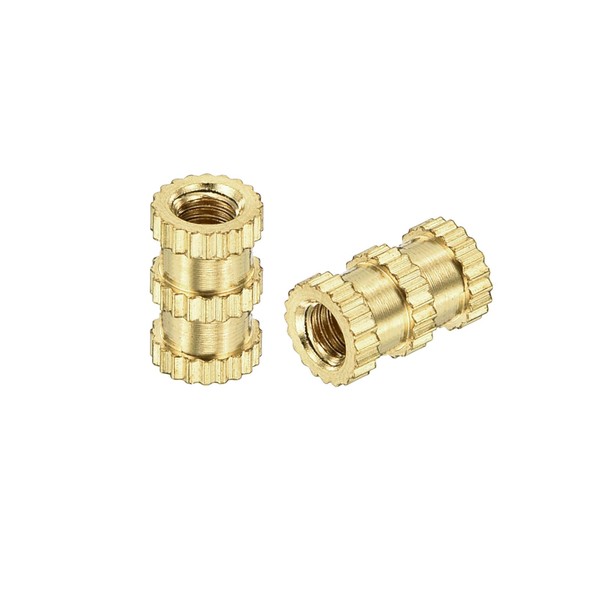 sourcing map 100Pcs M3x8x5mm Knurled Insert Nut, Brass Double-Pass Insert