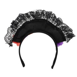 Diadema para disfraz del Día de Muertos, con calavera de azúcar y flores, para Halloween, talla única