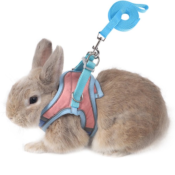 SQUSIMEI Adjustable Bunny Harness and Leash Set Double Buckle with