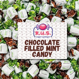RUS Candy Company Chocolate Filled Mint Hard Candy – About 240 Individually Wrapped Pieces – 3 Pound Bag – Perfect Office & Party Treat