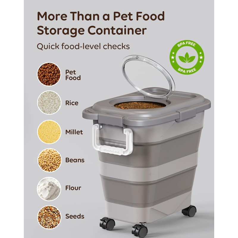 Collapsible Dog Food Container for 10-25 lbs, Airtight Storage Bin