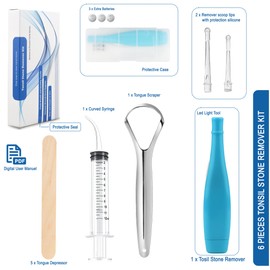 Tonsil Stone Remover Kit with Syringe and Tongue Scraper, Personal Oral Hygiene