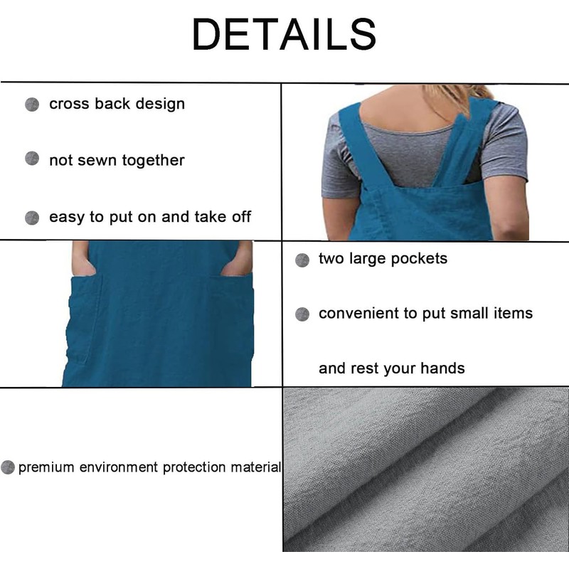 Stomeshle Japanese Aprons Plus Size Smock for Women with Pockets