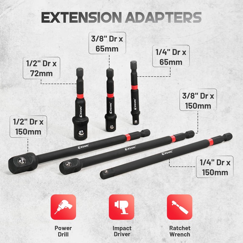 EZARC 14PC Impact Socket Adapter Set, 1/4",3/8",1/2" Square Drive Socket