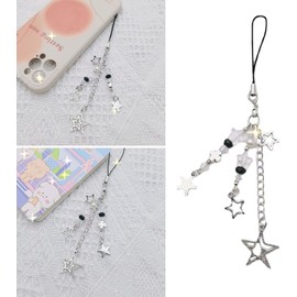 Rosojodg 1Pc Silver Mobile Phone Chain Pendant,Unique Phones Charm Strap with Star Cross Pendant Mobile Phone Charm and Stylish Accessory Cell Phone Charms