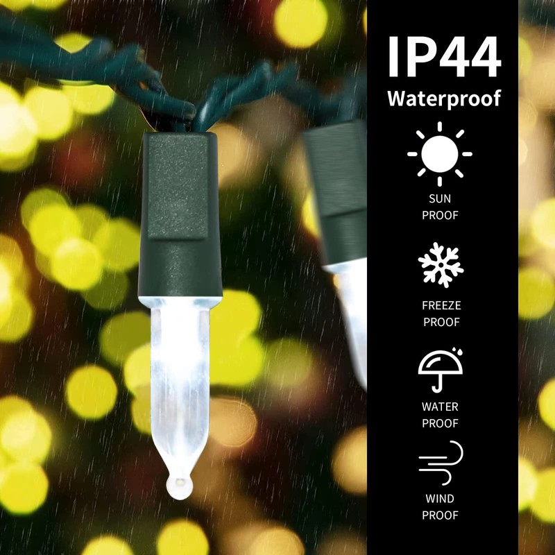 TWINGLEHOME 100LED Mini Lights,Green Wire,Waterproof Battery Case,Multi Functions,Timer,Cool White（2 Sets