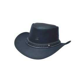 AK Leather Hats Bush & Safari Hats, Hand Crafted, Western/Cowboy/Outback/Australian/Style with Band for Men & Women AKRS-4001 (Black, XL)