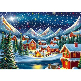 MOGTAA Christmas Night Diamond Painting Kits for Adults, Christmas Tree Diamond Art Painting Kits for Adults Beginners, DIY Full Drill Diamond Dots Kits Winter Painting Craft for Home Decor 30x40cm