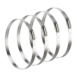 NEBURORA NEBURORA 118-140mm Hose Clip Adjustable 304 Stainless Steel Duct Clamps 4 Pack Worm Drive Hose Clamp Clips 5 inch Diameter Fuel Line Hose Pipe Clamps for Dryer Vent Air Duct Automotive Plumb