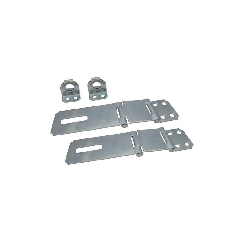 QCAA Double Hinge hasp and Fixed Staple, Zinc Plated, 4-1/2",
