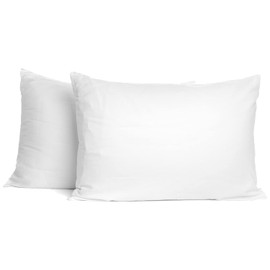 Craftsworth 100% Cotton Pillowcases Percale Weave Queen Size Set of 2 White Cool Comfy Soft Silky Standard Pillowcases Hotel Luxury Quality