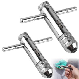 Vaileal 2 Pieces T Handle Tap Wrench Ratchet Tap Wrench with Ratchet M3-M8/M5-M12, T-shaped Wrench, Tap Cutter Hand Tap, Tool Holder with Tool Holder for Taps