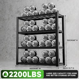 cynnda 4-Tier Garage Shelf 40" W Heavy Duty Metal Storage Rack – 2200LBS Capacity, Adjustable Shelves for Garage, Basement, and Industrial Use (Black)