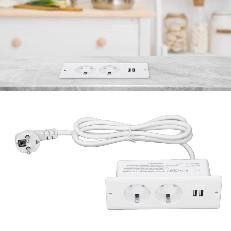 Concealed Table Socket, Integrated Socket, EU Plug, 230-265V, Fireproof PC,