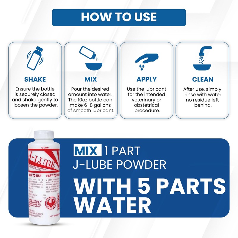 JorVet J-Lube Powder Lubricant | Easy-Mix Formula, Non-Irritating & Mess-Free