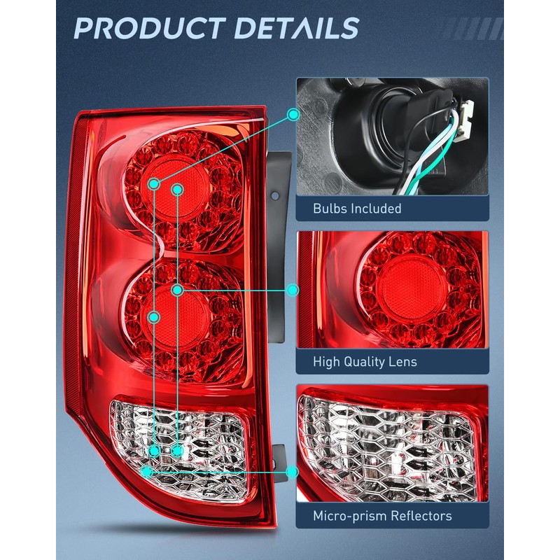 Nilight Taillight Assembly Compatible with 2011 2012 2013 2014 2015
