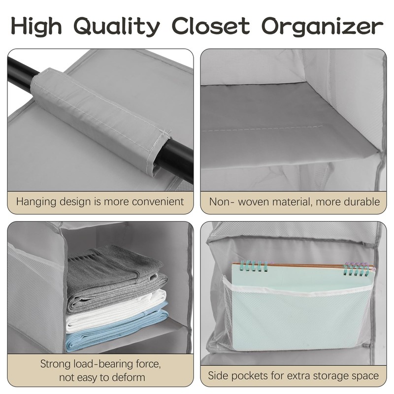 HOSTK 2Pack Hanging Closet Organizer, 6 Tier Hanging Storage Shelves,