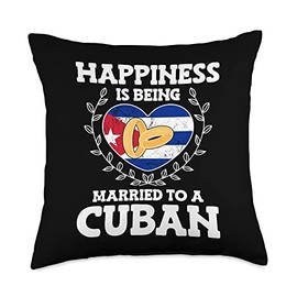 I Married A Cuban Marriage Anniversary Wife Husband Throw Pillow, 18x18, Multicolor