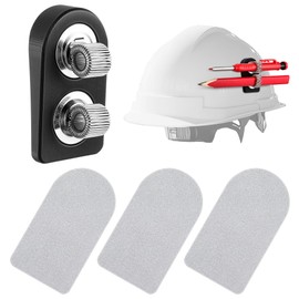 Gulfmew Hard Hat Pencil Holder, Metal Pen Clip with Adjustable Spring Loops, 3 Pcs Adhesive Pads for Hard Hat Clip Collection, Sticky Marker Holder for Desk, Office Supplies Pen Organizer