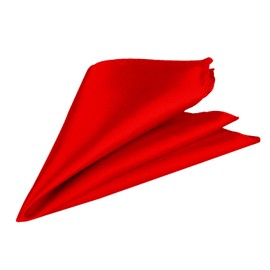 Red Men’s Satin Pocket Square – Italian Style Plain Handkerchief for Suit, Wedding, Formal Wear, Prom & Gift – Unisex Solid Colour Hanky for Grooms, Parties & Fashion Accessories - 23cm
