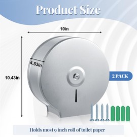 Mifoci 1 Pcs Industrial Toilet Paper Holder Commercial Roll Dispenser Wall Mount Stainless Steel Jumbo Tissue Dispenser Fits 9" Roll Toilet Paper for Office Home Public Places (Silver)