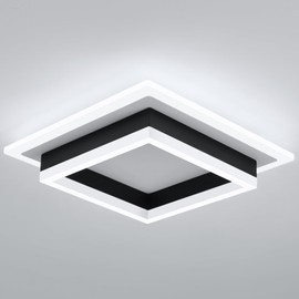 32W Modern LED Ceiling Light, Small Flush Mount Light Fixture, 6000K Cold White Ceiling Lamp, Square Hallway Lighting Fixtures for Living Room Bedroom Bathroom Kitchen (White, Cold White)