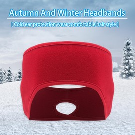 1PCS Fleece Ponytail Headband, Lightweight Winter Headband Ear Muff Polar Sport Band for Women Running Yoga Skiing Outside Sport Red
