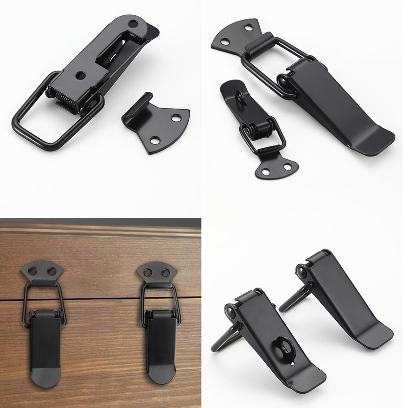 6 Pack Black，Stainless Steel Spring Loaded Toggle Latch, Silver Catch