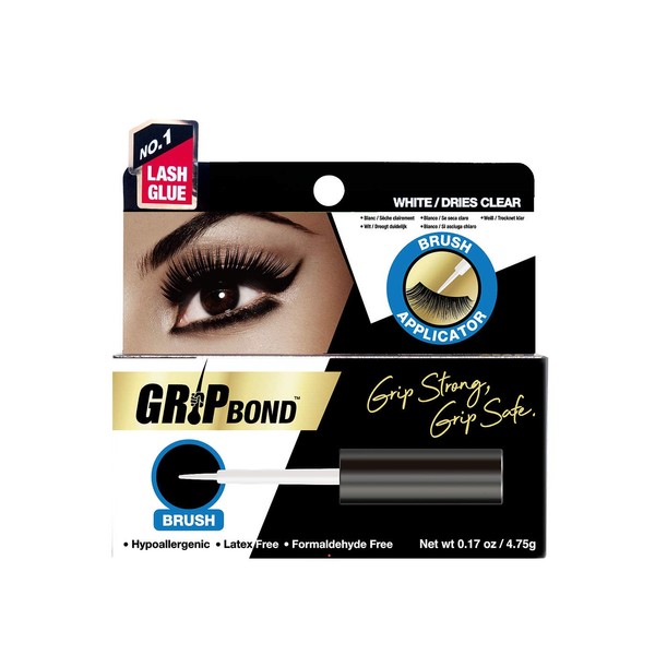 Grip Bond Eyelash Adhesive (Brush Type, White/Dries Clear, 0.25 oz)