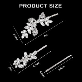 IBEQUEM 8Pcs Rhinestone Bridal Hair Clip Leaf Wedding Hairpin Bride Pearl Crystal Hair Clips Bobby Pins, Shining Diamond Barrette, Elegant Jewelry Bridesmaid Hair Accessories for Women Girls (Gold)