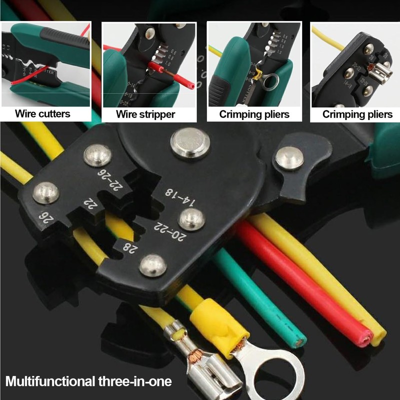 Tnisesm Wire Crimping Tool 26-10 AWG, Crimping Pliers with Stripper
