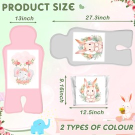 Qunclay 2 Pcs Baby Gel Car Seat Pad Breathable Seat Mat Universal Car Seat Pad for Babies Multifunctional Baby Stroller Seat Liners Baby Cushion Chair(Rabbit, Elephant)