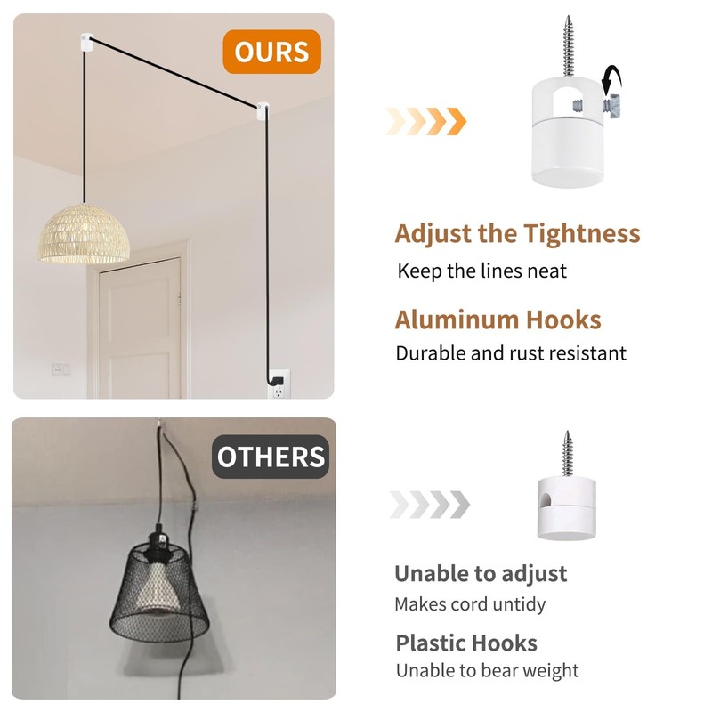 Adcssynd 6 Pack Upgrade Version Ceiling Hooks for Hanging Lights,
