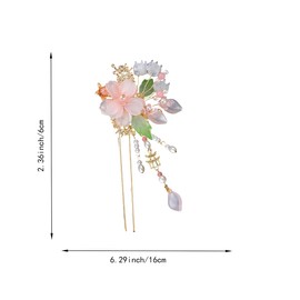 Chinese Hair Sticks for Women Girls, Pink and White Flowers Hanfu Hair Pins with Tassel, Pearl Crystal Hair Accessories for Festival Party
