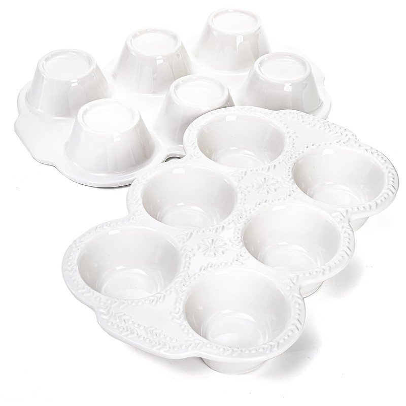 Hiceeden 2 Pack 6-Cup Ceramic Muffin Pan, Nonstick Cupcake Baking